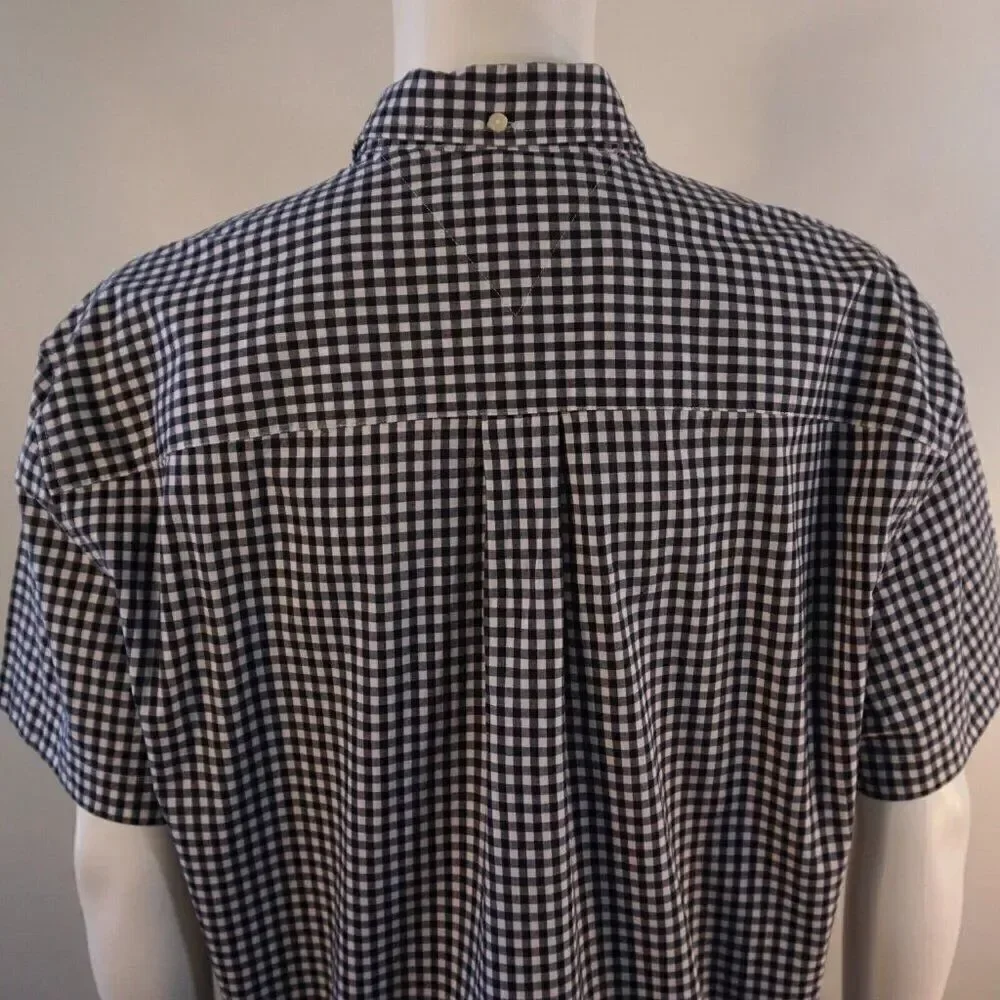 Tommy Hilfiger Mens XL Shirt Gingham Button Down Classic Fit Stretch Short Sleev